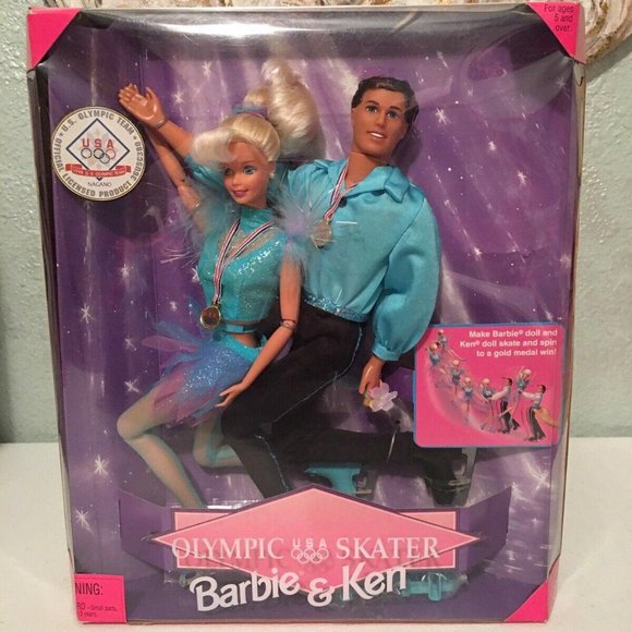 Mattel Barbie Doll • Olympic Skater Barbie And Ken 1997